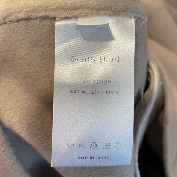 Gentle Herd Coat Womens L Cool Taupe Double Breasted Slim Fit Wide Collar Wool - Picture 5 of 8